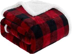 Touchat 726084813779 Red And Black Buffalo Plaid Christmas Throw Blanket - 60 Inch X 70