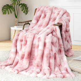 Touchat B0f83jdk49 Luxury Faux Rabbit Fur Twin Blanket For Couch Super Heavy Warm Cozy