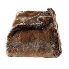 66a-35035 Trademark Premium Zobel Marten Sable Fur Throw Blanket With Faux Mink Back Amber Brown