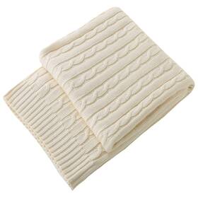 Treely 728458460343 100% Cotton Cable Knit Throw Blanket Super Warm Chair Couch Bed White 50 Inch X 60