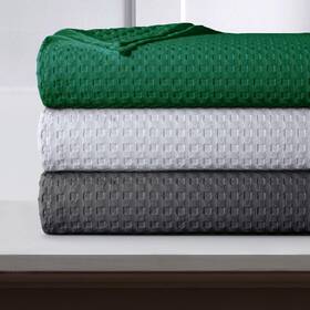 Tribeca Living 842941115265 Chunky Waffle Weave Cotton Blanket King Size Garment Washed Soft Light Weigh