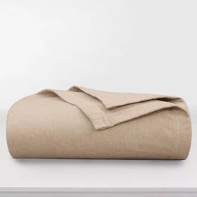 94097620 Tribeca Living King German Cotton Oversized Blanket Heather Camel