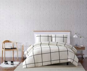 Truly Soft 783048091970 Kurt Windowpane Ivory And Black Polyester King