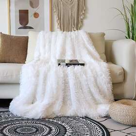 Tuddrom 445026147101 Decorative Extra Soft Faux Fur Throw Blanket 50 Inch X 60 Solid Reversible Fuzzy Li