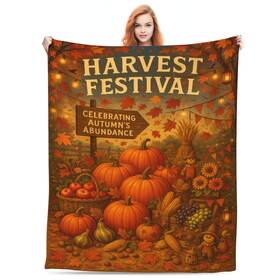 Twilflnex 822316870449 Harvest Festival Fall Blanket Pumpkin Patch And Autumn Farm Scene Rustic Tha