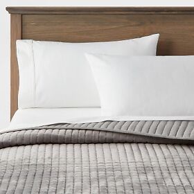 82253726 Twin Extra Long Matte Velvet Solid Quilt Gray Threshold