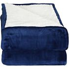 Ubfleeceblanketreversiblequeennavy Utopia Bedding Sherpa Flannel 817706020726