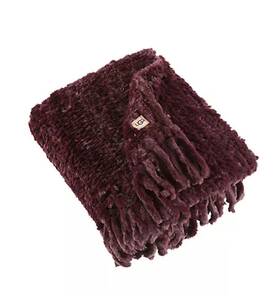 Ugg 008889028191 Meadow Faux Fur Fringe Knit Throw Blanket Purple/eggplant 50x70