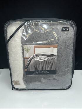 Ugg 008889222469 Classic Sherpa Blanket Twin Metal Gray New In Package 60 X 90