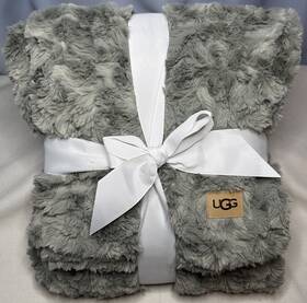 10485 Ugg Adalee Soft Faux Fur Reversible Accent Throw Blanket Grey 50 X 70in