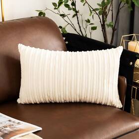 Ugszmt-d12c07 Ugs Ugasa Velvet 12x20 Inch Lumbar Throw Pillow Cover Both Sides Corduroy Stripe