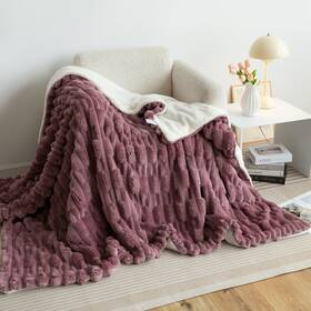 B0dr2s52zq Ukeler Cozy Sherpa Bed Blanket Queen Size 80 X 90 Inch Striped Throw