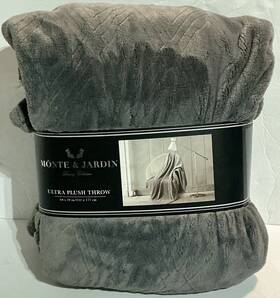 Ultra 194169018003 Monte And Jardin Plush Throw 60x70in Gray