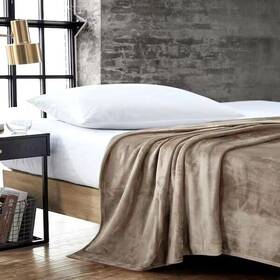 Ushsee1191967 Ultra Keneth Cole Reaction Solid Soft Plush Microfiber King Size Blanket Beige