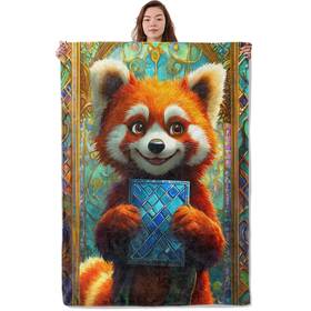 Undahis Lb024red Cute Cartoon Red Panda Blanket Gifts For Kids Boys Girls Stained Glass Anim