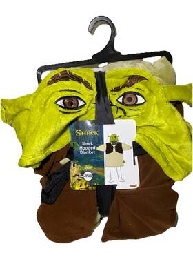 01859404 Universal Dreamworks Shrek Hooded Wearable Blanket Nwt Green Ogre Cosplay Fleece Snuggie