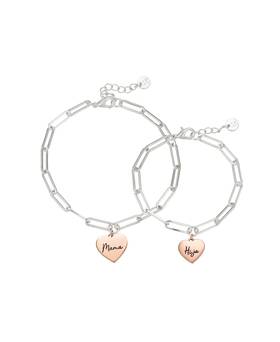 Unwritten 845105439634 Inch Mom And Hija Heart Paper Clip Link Bracelet Set 14k Gold Plated