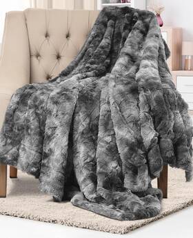 Upper Echelon Products Llc 850004566510 Soft And Comfortable Gray Faux Fur Throw Blanket For Couch - 50 Inch X65 Minky Flu