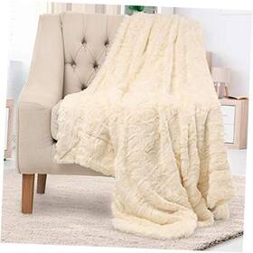 Upper Echelon Products Llc 850004566541 Soft And Comfortable Faux Fur Throw Blanket For Couch - 50 Inch X65 Minky Ivory