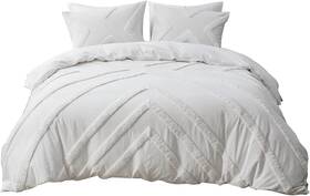 Uh12-2446 Urban Habitat Beck Cotton Duvet Set - Chenille Tufted Full/queen Ivory
