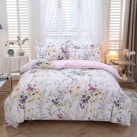Bnc004 Urbonur Floral Duvet Cover Set King Size 3-pieces Egyptian King-3pcs Lilac