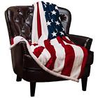 Usflag Patriotic Throws Us Flag Print Fleece Sherpa 727612890743