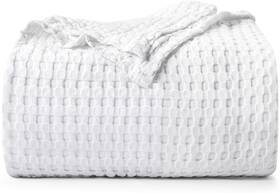 Utopia Bedding 840143524007 White 100% Cotton Waffle Blanket 300 Gsm King - 90x108 Inch