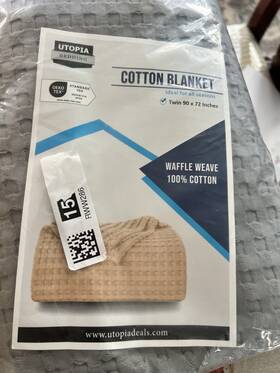 Rww286 Utopia Bedding Cotton Blanket Waffle Weave Gray Twin 90x72in Breathable