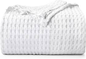 Ub1886 Utopia Bedding White 100% Cotton Waffle Blanket 300 Gsm Queen -