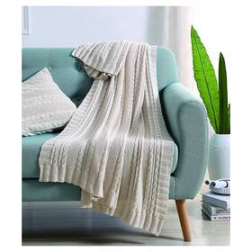 Vcny Home 735732093463 Throw Soft And Cozy Cotton Blanket Cable Knit Decor Dublin Ivory 50 Inch