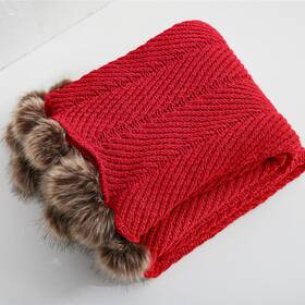 B0fm2hqcpq Vctops Christmas Fur Pom Knit Throw Blanket Super Soft Warm Cozy Cable