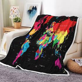 Veivian 313098797791 World Map Fleece Throw Blanket For Couch Sofa - Vintage Topography Educational