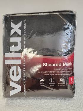 Vellux 027399026763 Faux Sheared Mink Blanket Twin Charcoal