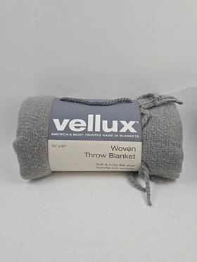 Vellux 027399033303 Solid Gray Woven Throw Blanket Tassels 50 X 60 - New