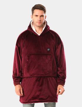 Venustas 008678933408 Unisex Heated Wearable Blanket Hoodie 7.4v - Burgundy