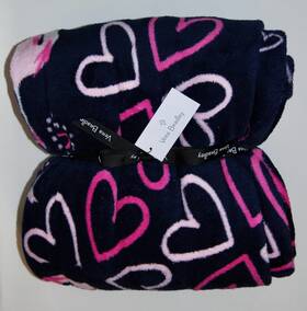 12408-t93 Vera Bradley Nwt Navy Blue Flirty Flamingos Plush Throw Blanket 80 Inch X 50