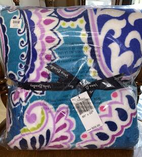 12408-x62 Vera Bradley Throw Blanket Blue/purple Waikiki Paisley Swirls 80 X 50 Brand New