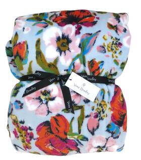 28065-16705 Vera Bradley New Sea Air Floral Plush Blue Oversized Xl Throw Blanket 94 Inch X 66