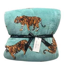 Vera Bradley 886003477489 Tigers Blanket Bali Jungle Big Cats Velvet Aqua Plush Throw Nwt