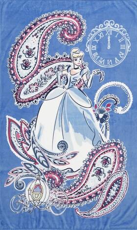 Vera Bradley 886003610046 Disney Cinderella Paisley Soft Blue Plush Fleece Throw Blanket