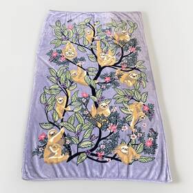 Vera Bradley 886003808795 Plush Throw Blanket Sloth Hanging Around Original Purple