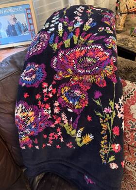 Vbg18 Vera Bradley Throw Midnight Flowers 55x80 Inch