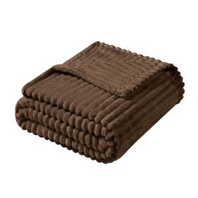 B0d2dfdl44 Vessia Flannel Fleece Throw Blanket 50x40 Inch Brown Striped Microfiber Warm Soft Co