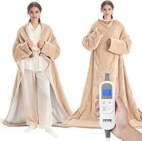 Vevor 197988695448 Wearable Electric Heated Throw Blanket With Foot Pocket And Sleeves Portabl