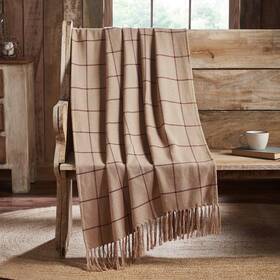 Vhc 840233925424 Connell Burgundy/natural Woven Throw 50x60 Rustic/primitive