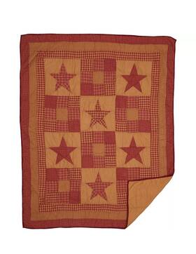 13613 Vhc Brands Primitive 60 Inch X50 Throw Red Rod Pocket Patchwork Ninepatch Star Decor