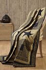 Vhc Brands Shiloh Star Primitive Quilted Throw Black Stencil Burlap Pillow Cover 16 663593038371