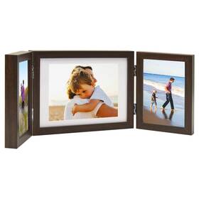 Vidaxl 720286491454 Dark Brown Polystyrene Trifold Photo Frame Large Size Home Decor Display