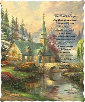 5425 Virah Bella Lords Prayer Thomas Kinkade Psalm 46 10 Quilted Throw
