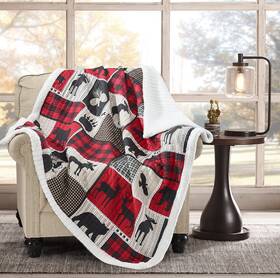 Virah Bella 842131122691 Quilted Lodge Life Rustic Sherpa Throw Blanket For Couch - 50 Inch X 60 Lightw